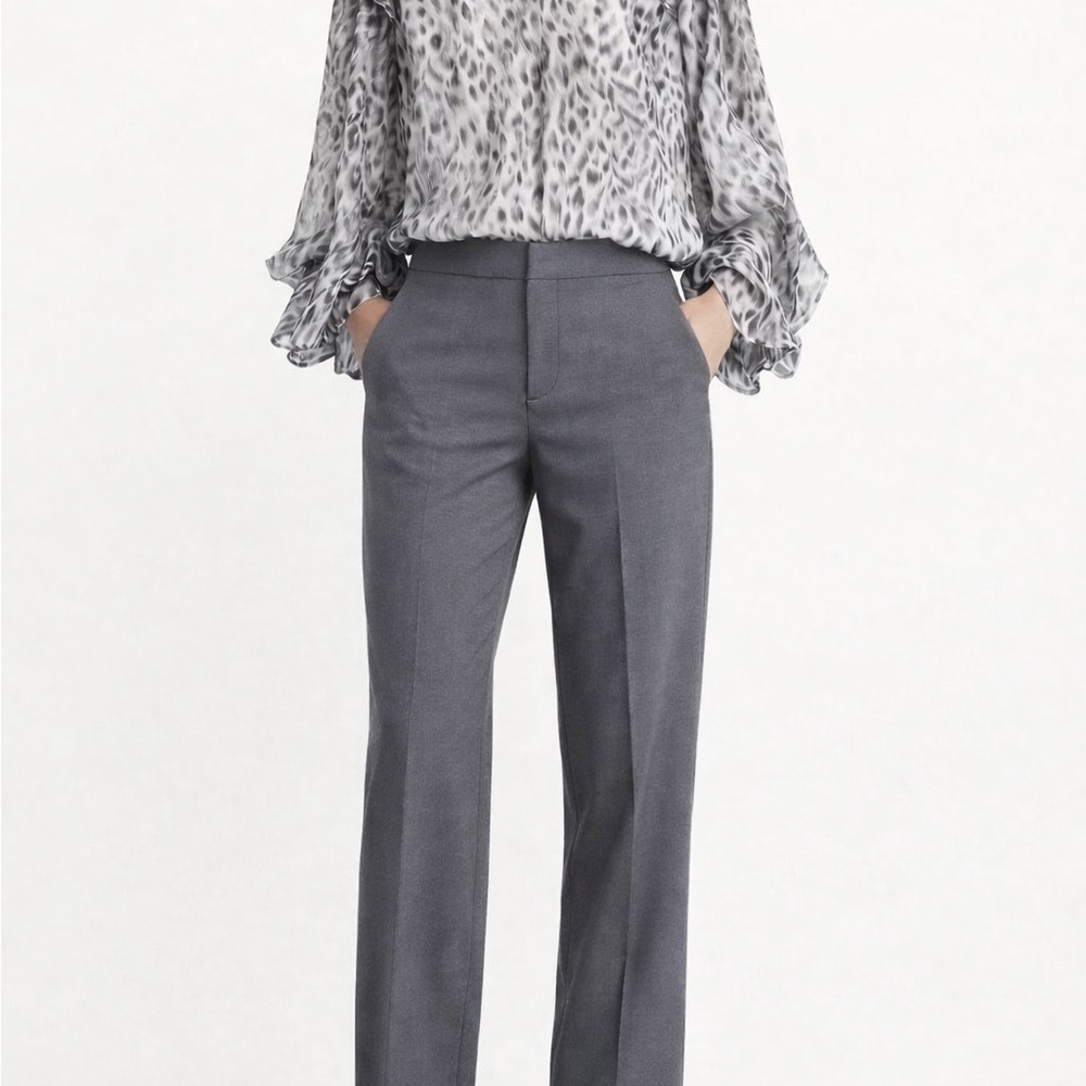 Elegant Gray and Off white ruffled blouse